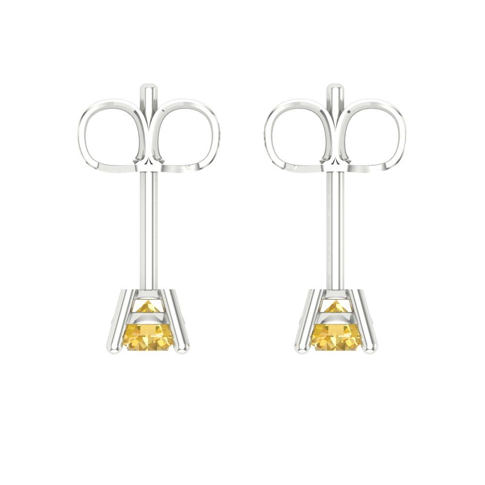 0.2cttw Round Cut Simulated Yellow Diamond Gold-Plated 925 Silver Push Back Stud Earrings