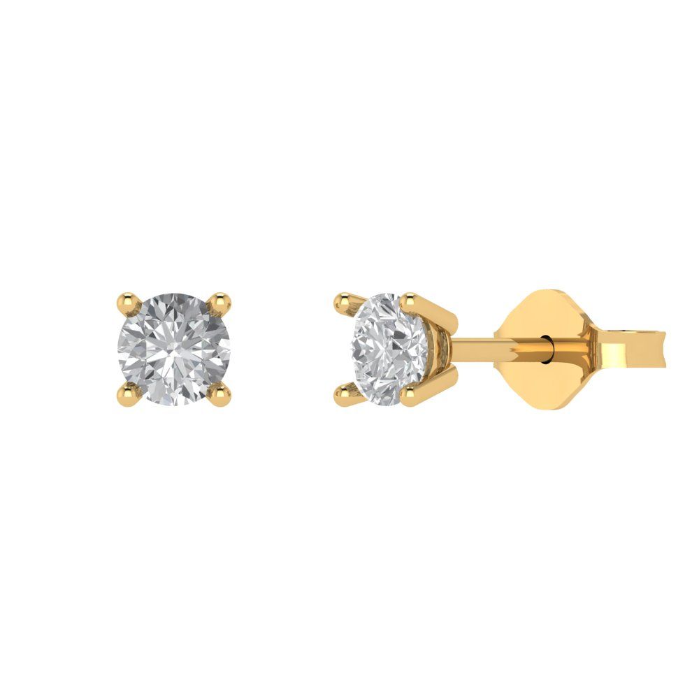 0.2 ctw Moissanite Studs Earrings | 3.0mm Round Cut White Gold Push back | April Birthstone