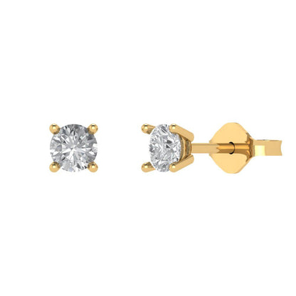 0.2 ctw Moissanite Studs Earrings | 3.0mm Round Cut White Gold Push back | April Birthstone