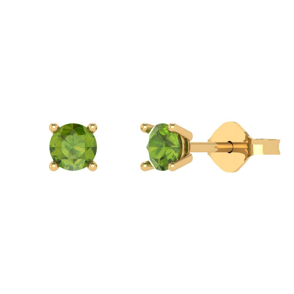 0.2 ctw Peridot Studs Earrings | 3.0mm Round Cut White Gold Push back | August Birthstone