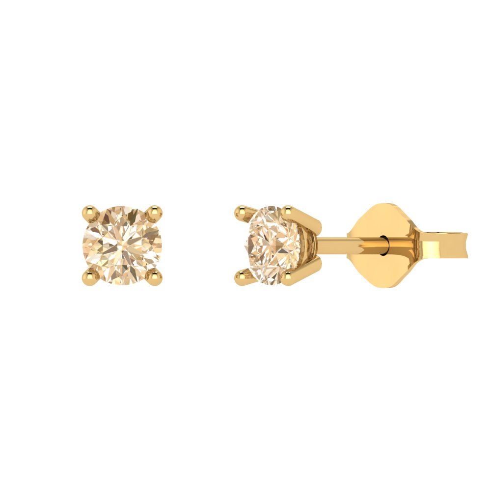 0.2 ctw Morganite Studs Earrings | 3.0mm Round Cut White Gold Push back | February Birthstone