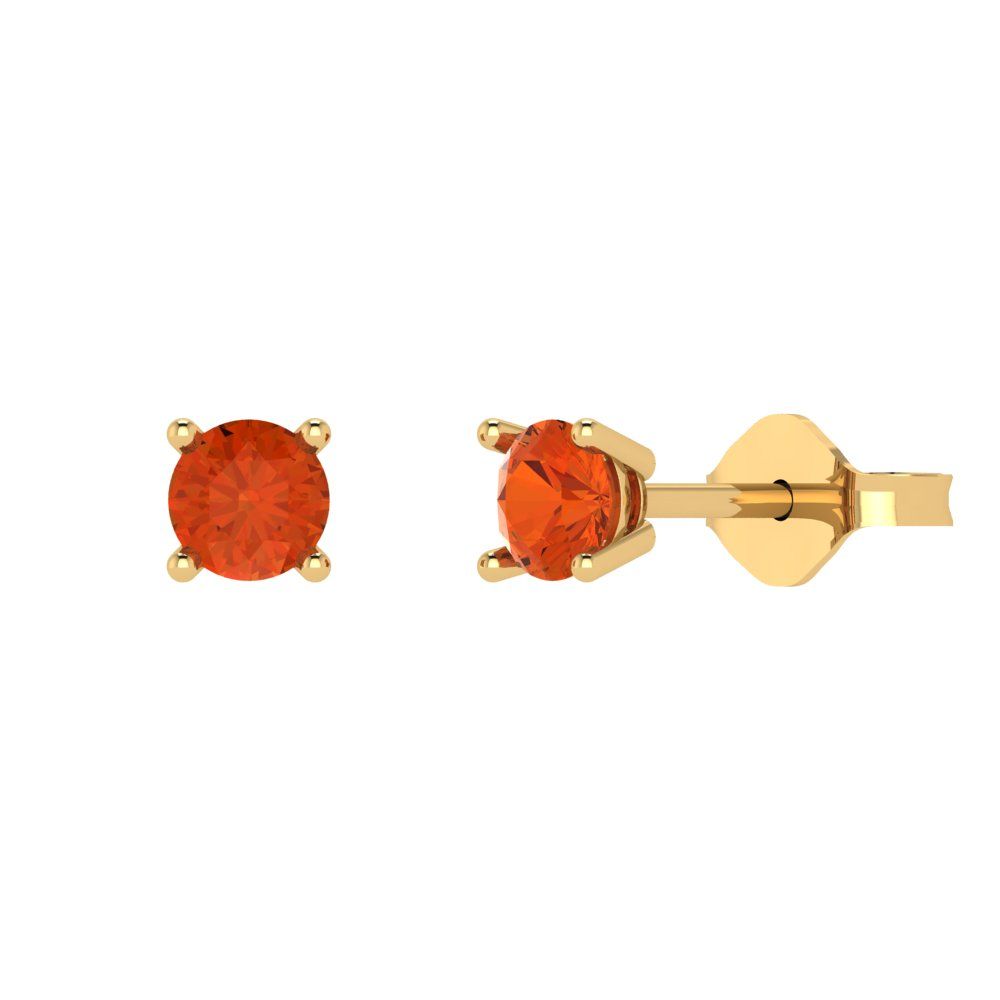 0.2 ctw Red Zirconia Studs Earrings | 3.0mm Round Cut White Gold Push back | April Birthstone