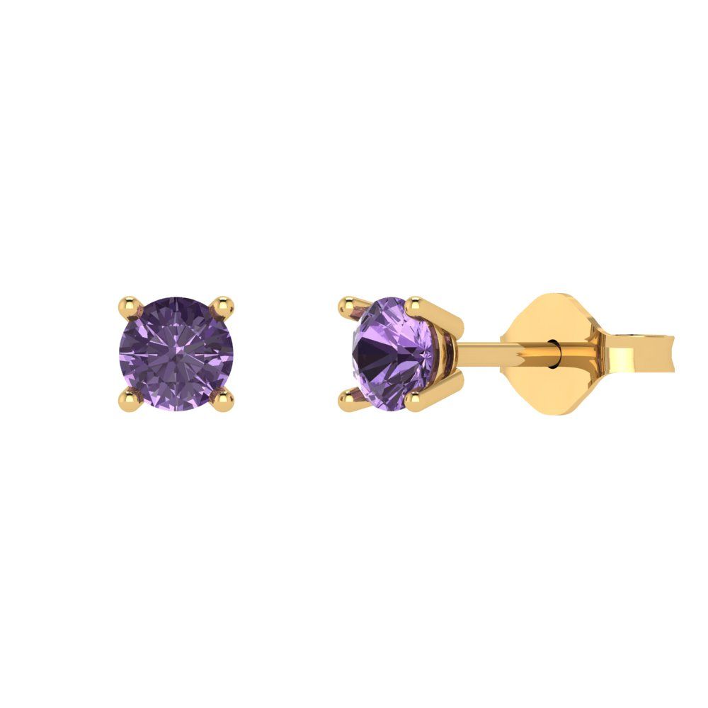 0.2 ctw Alexandrite Studs Earrings | 3.0mm Round Cut White Gold Push back | June Birthstone