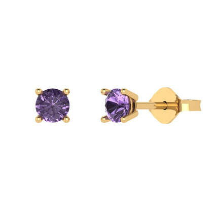 0.2 ctw Alexandrite Studs Earrings | 3.0mm Round Cut White Gold Push back | June Birthstone