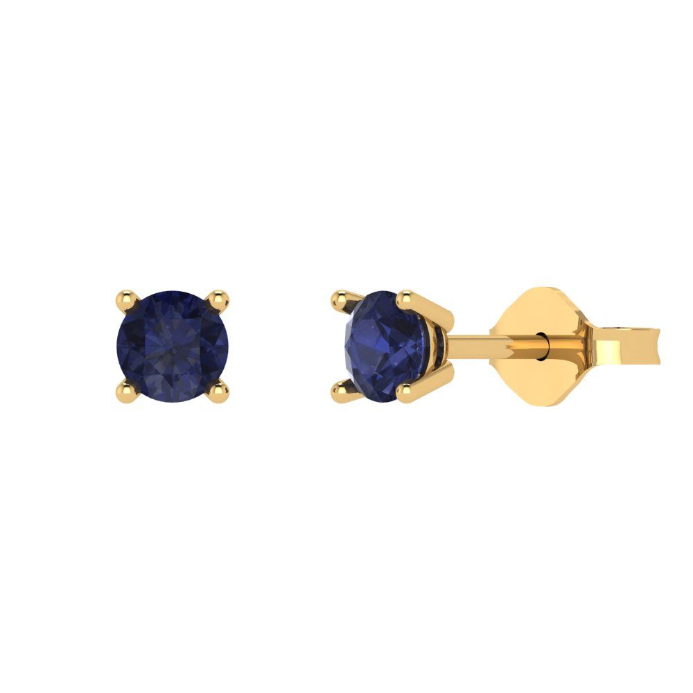 0.2 ctw Blue Sapphire Studs Earrings | 3.0mm Round Cut White Gold Push back | September Birthstone
