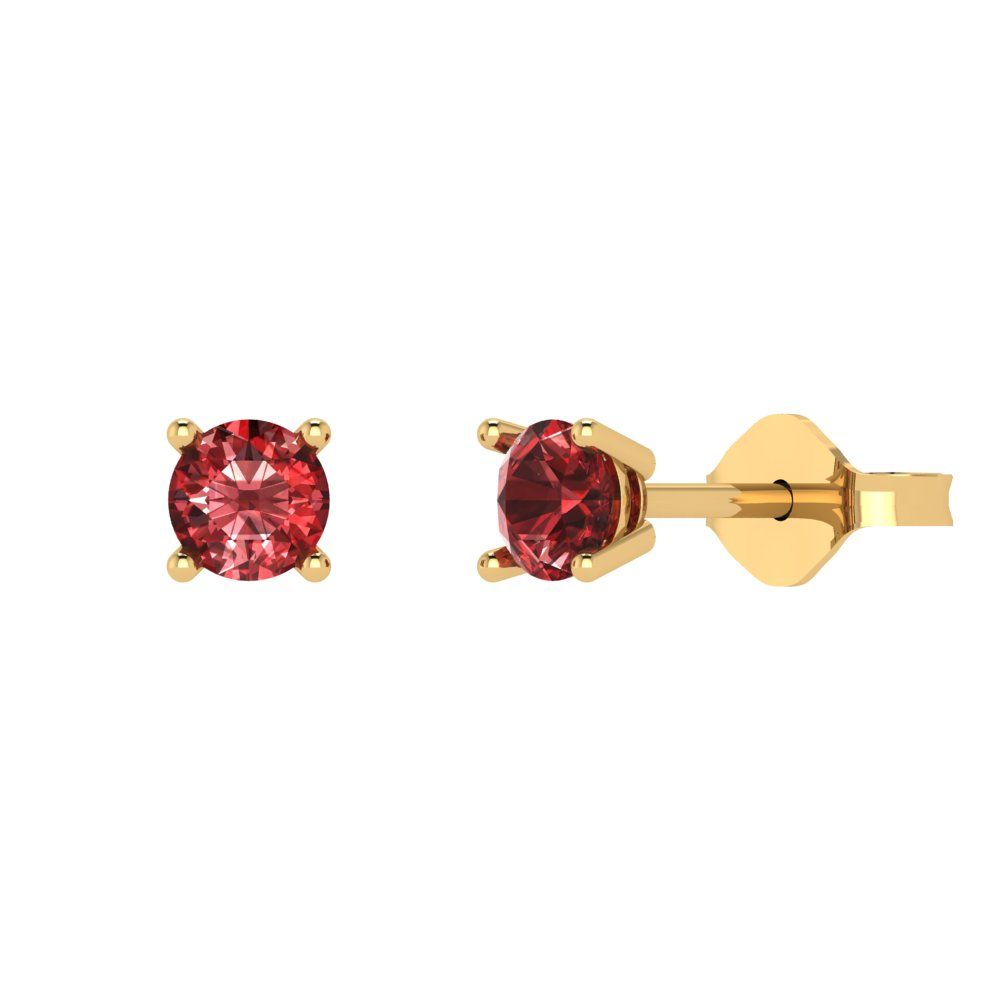 0.2cttw Round Cut Natural Garnet Gold-Plated 925 Silver Push Back Stud Earrings
