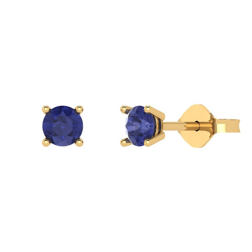 0.2cttw Round Cut Simulated Tanzanite Gold-Plated 925 Silver Push Back Stud Earrings