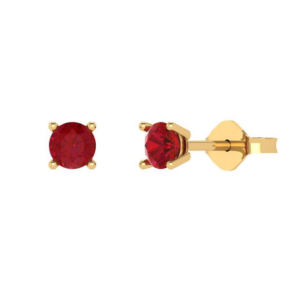 0.2 ctw Pink Tourmaline Studs Earrings | 3.0mm Round Cut White Gold Push back | April Birthstone