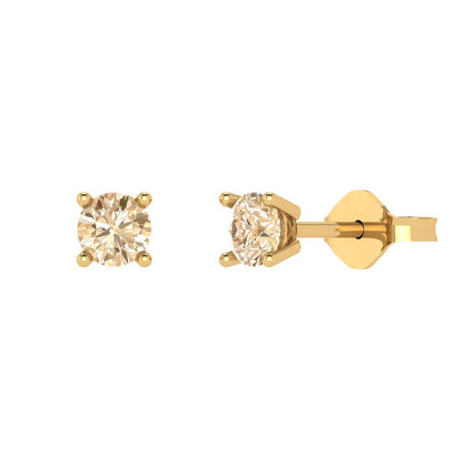 0.2cttw Round Cut Natural Morganite Gold-Plated 925 Silver Push Back Stud Earrings
