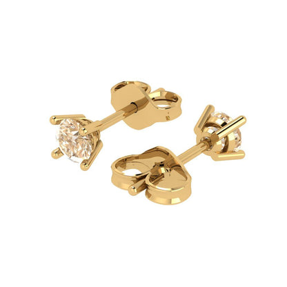 0.2cttw Round Cut Natural Morganite Gold-Plated 925 Silver Push Back Stud Earrings