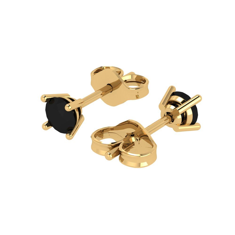 0.2 ctw Onyx Studs Earrings | 3.0mm Round Cut White Gold Push back | July Birthstone
