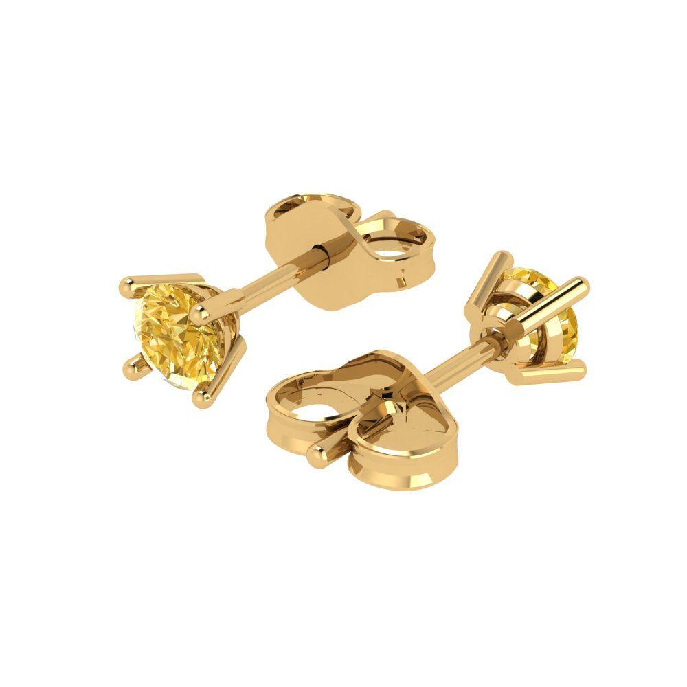 0.2cttw Round Cut Natural Citrine Gold-Plated 925 Silver Push Back Stud Earrings