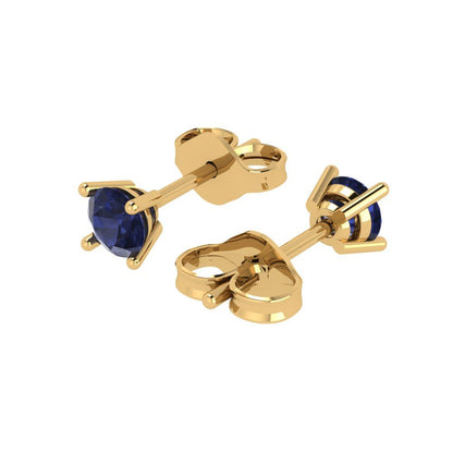 0.2 ctw Blue Sapphire Studs Earrings | 3.0mm Round Cut White Gold Push back | September Birthstone
