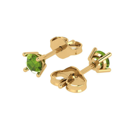 0.2 ctw Peridot Studs Earrings | 3.0mm Round Cut White Gold Push back | August Birthstone