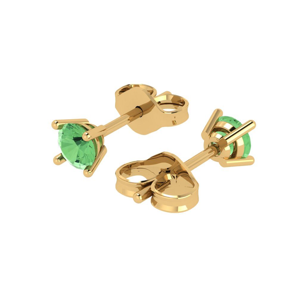 0.2 ctw Green Zirconia Studs Earrings | 3.0mm Round Cut White Gold Push back | April Birthstone