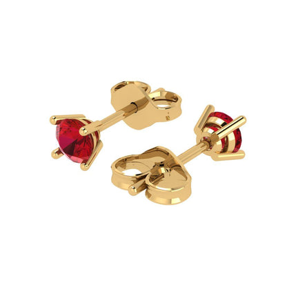 0.2 ctw Ruby Studs Earrings | 3.0mm Round Cut White Gold Push back | July Birthstone