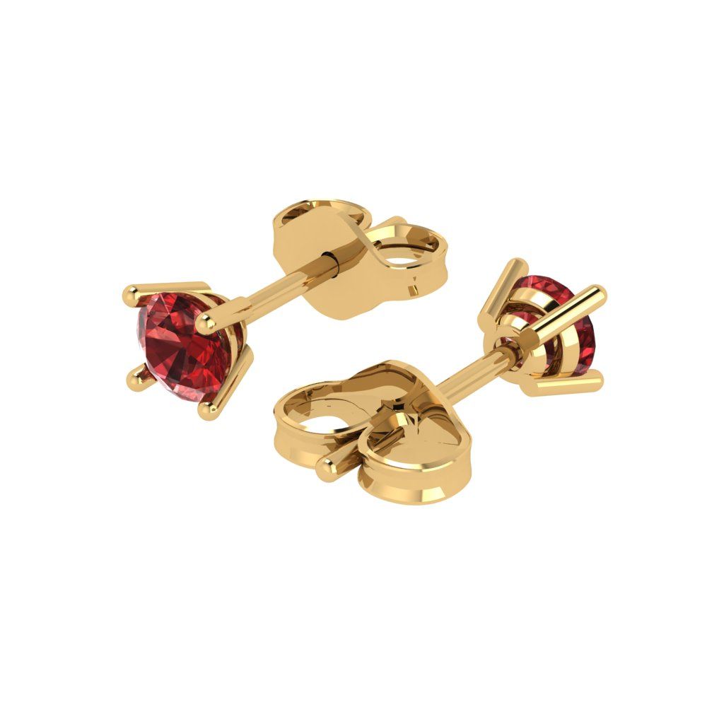 0.2 ctw Garnet Studs Earrings | 3.0mm Round Cut White Gold Push back | January Birthstone