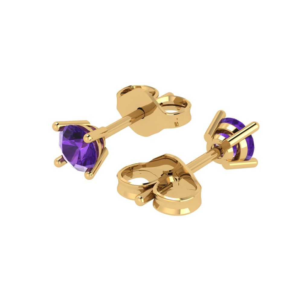 0.2 ctw Amethyst Studs Earrings | 3.0mm Round Cut White Gold Push back | February Birthstone
