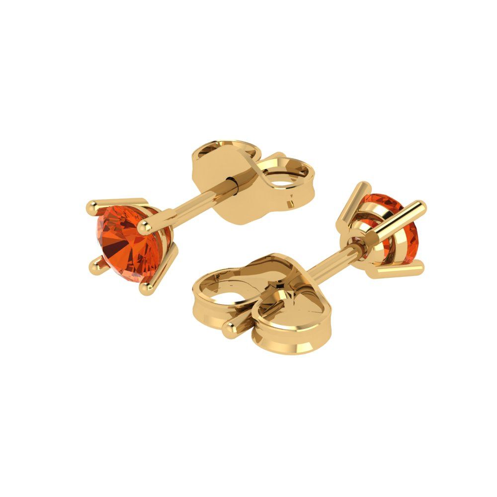 0.2 ctw Red Zirconia Studs Earrings | 3.0mm Round Cut White Gold Push back | April Birthstone