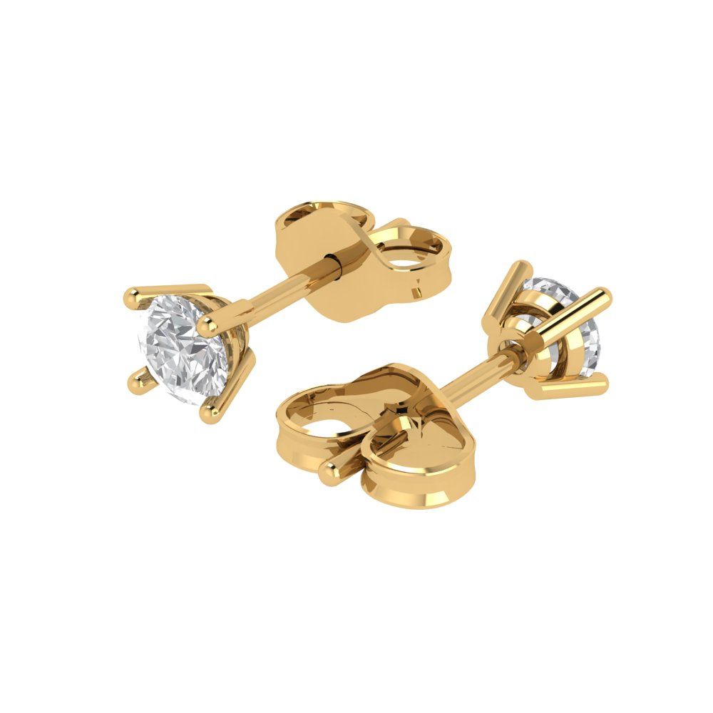 0.2 ctw Moissanite Studs Earrings | 3.0mm Round Cut White Gold Push back | April Birthstone