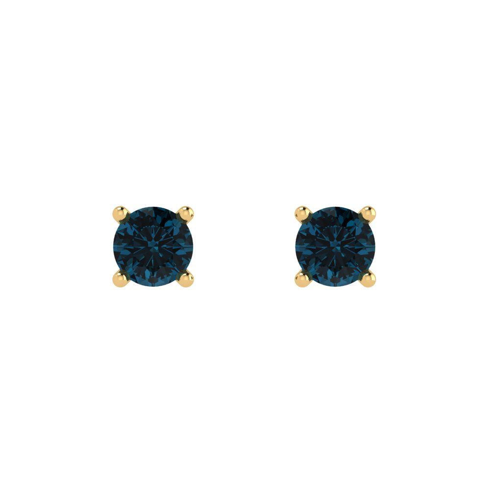 0.2 ctw London Blue Topaz Studs Earrings | 3.0mm Round Cut White Gold Push back | December Birthstone