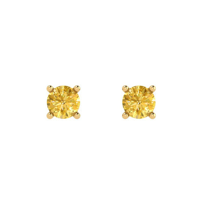 0.2 ctw Citrine Studs Earrings | 3.0mm Round Cut White Gold Push back | November Birthstone