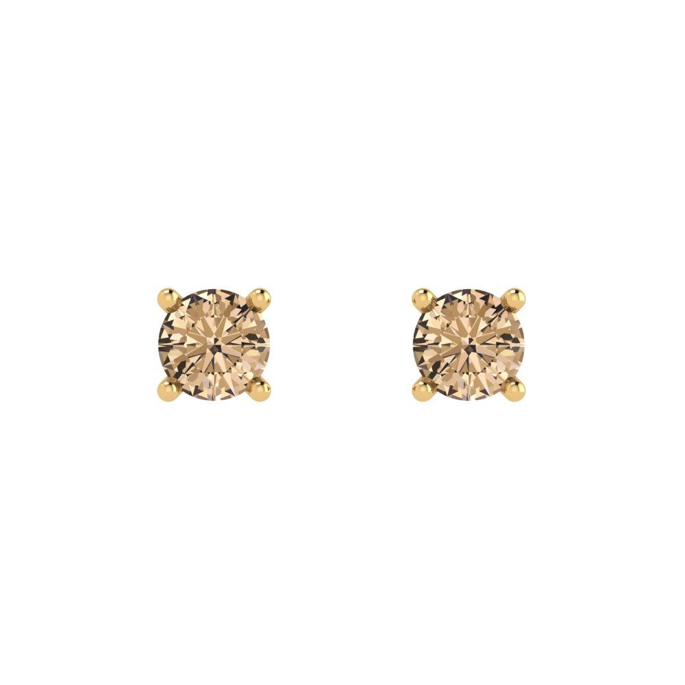 0.2cttw Round Cut Yellow Moissanite Gold-Plated 925 Silver Push Back Stud Earrings
