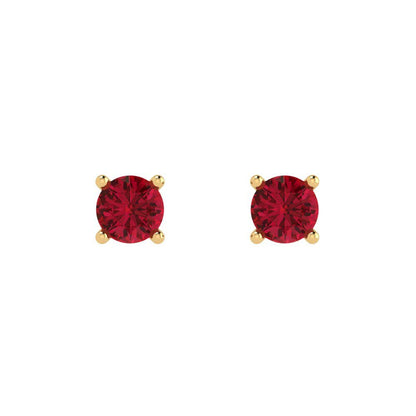 0.2cttw Round Cut Simulated Ruby Gold-Plated 925 Silver Push Back Stud Earrings