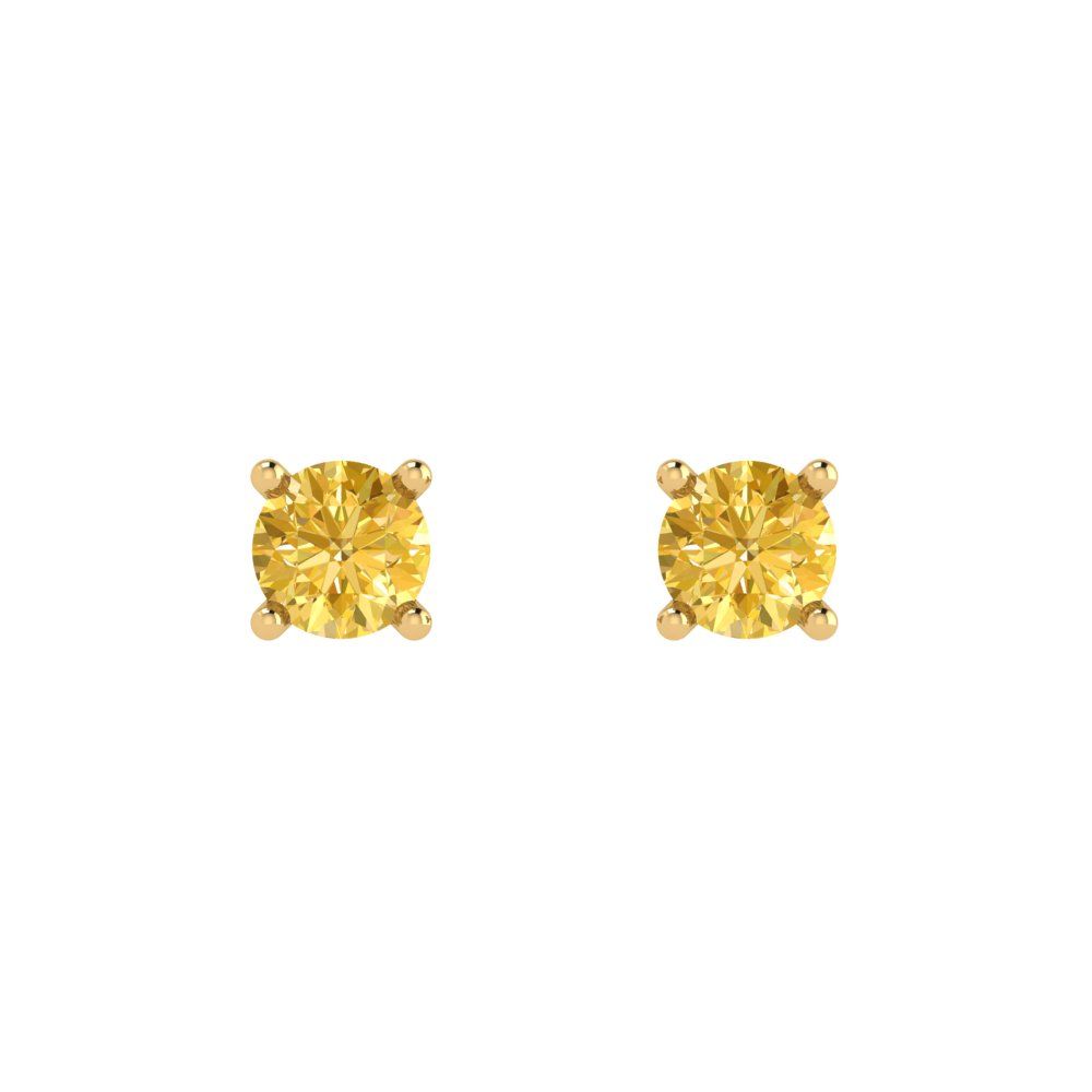 0.2cttw Round Cut Natural Citrine Gold-Plated 925 Silver Push Back Stud Earrings