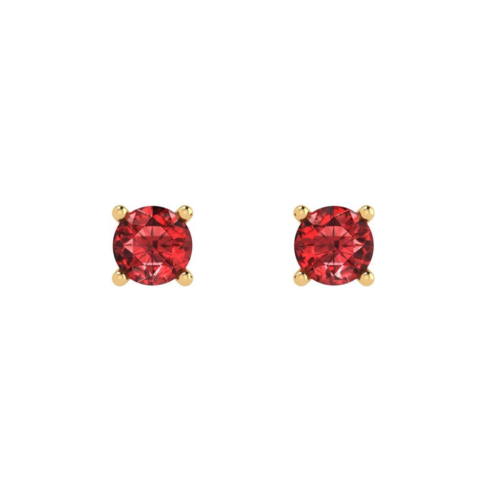 0.2cttw Round Cut Natural Garnet Gold-Plated 925 Silver Push Back Stud Earrings