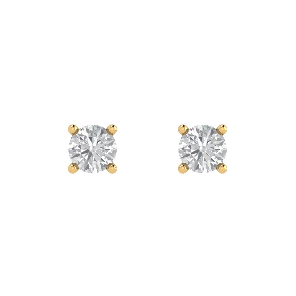 0.2cttw Round Cut Moissanite Gold-Plated 925 Silver Push Back Stud Earrings