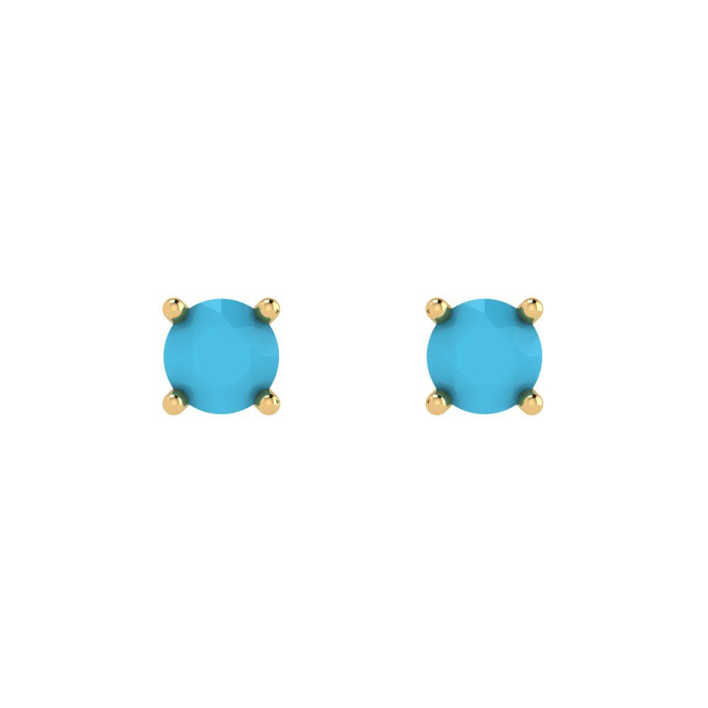 0.2 ctw Turquoise Studs Earrings | 3.0mm Round Cut White Gold Push back | December Birthstone