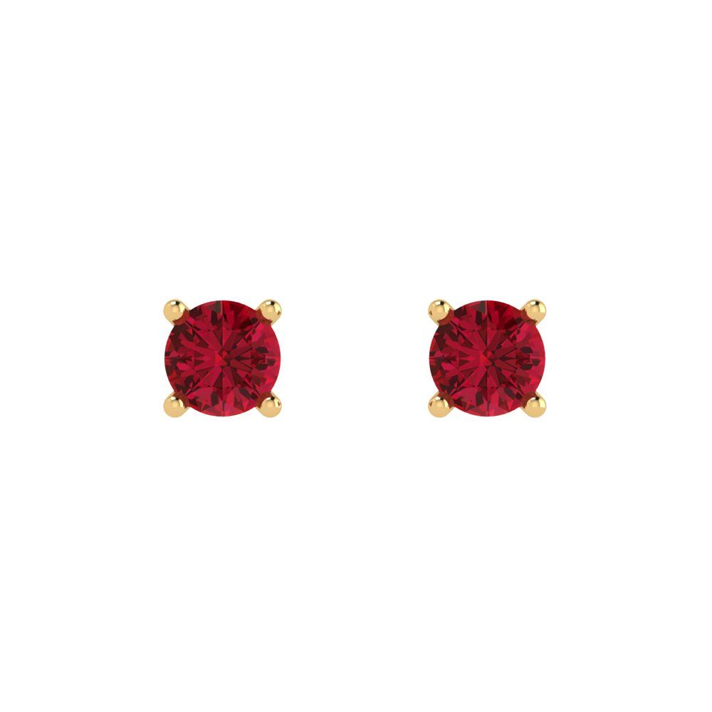0.2 ctw Ruby Studs Earrings | 3.0mm Round Cut White Gold Push back | July Birthstone