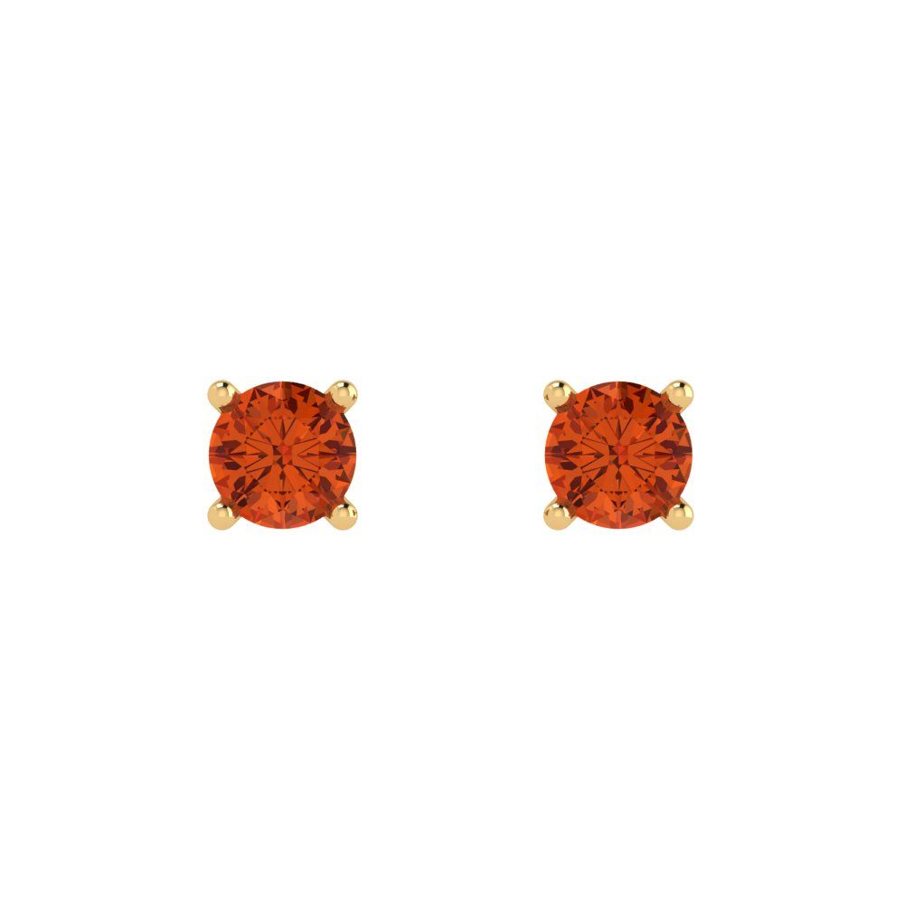 0.2 ctw Red Zirconia Studs Earrings | 3.0mm Round Cut White Gold Push back | April Birthstone