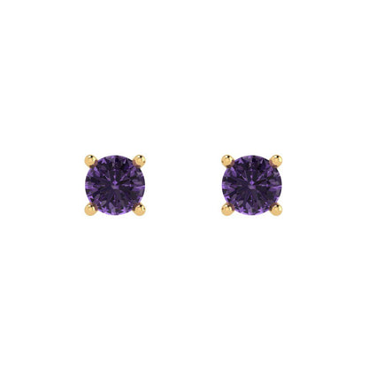 0.2 ctw Alexandrite Studs Earrings | 3.0mm Round Cut White Gold Push back | June Birthstone