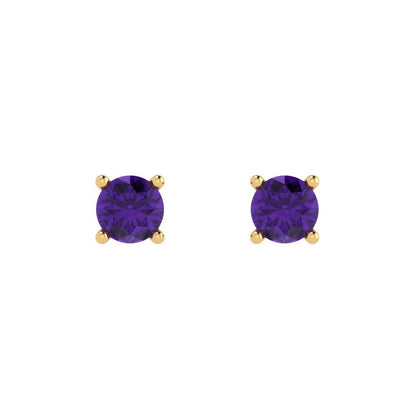 0.2 ctw Amethyst Studs Earrings | 3.0mm Round Cut White Gold Push back | February Birthstone
