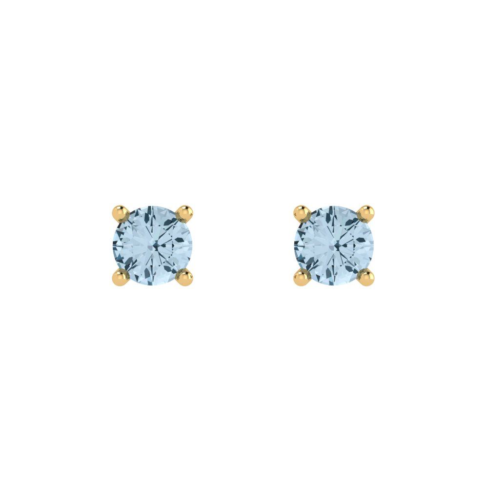 0.2 ctw Aquamarine Studs Earrings | 3.0mm Round Cut White Gold Push back | March Birthstone