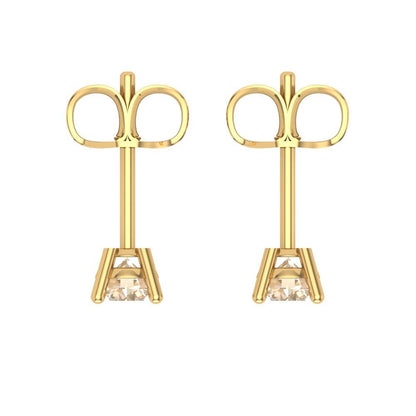 0.2cttw Round Cut Natural Morganite Gold-Plated 925 Silver Push Back Stud Earrings