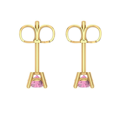 0.2cttw Round Cut Simulated Pink Diamond Gold-Plated 925 Silver Push Back Stud Earrings