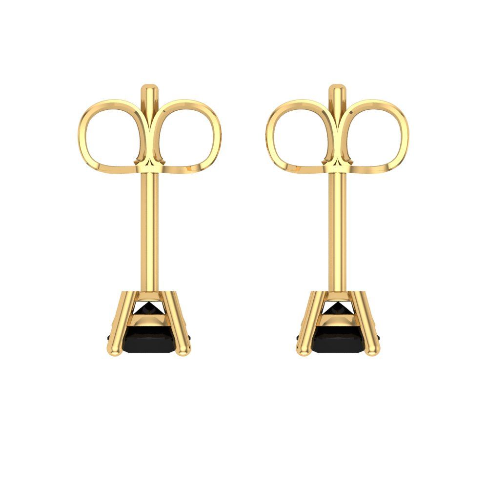 0.2cttw Round Cut Natural Onyx Gold-Plated 925 Silver Push Back Stud Earrings