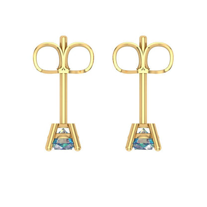 0.2 ctw Blue Moissanite Studs Earrings | 3.0mm Round Cut White Gold Push back | April Birthstone