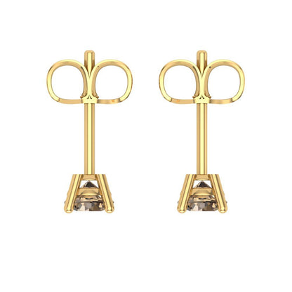 0.2 ctw Champagne Studs Earrings | 3.0mm Round Cut White Gold Push back | April Birthstone