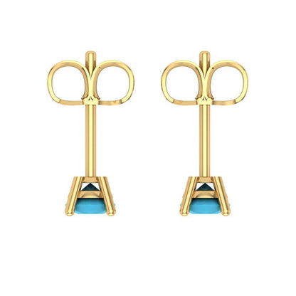 0.2cttw Round Cut Simulated Turquoise Gold-Plated 925 Silver Push Back Stud Earrings