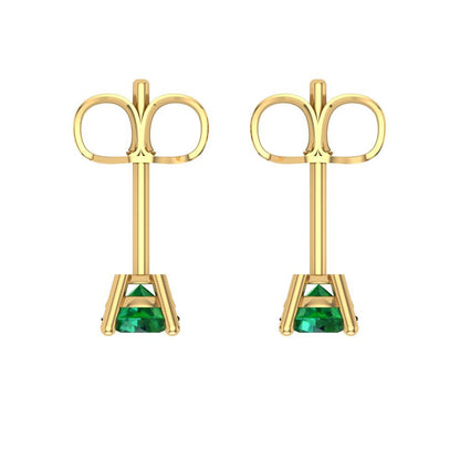 0.2 ctw Emerald Studs Earrings | 3.0mm Round Cut White Gold Push back | May Birthstone