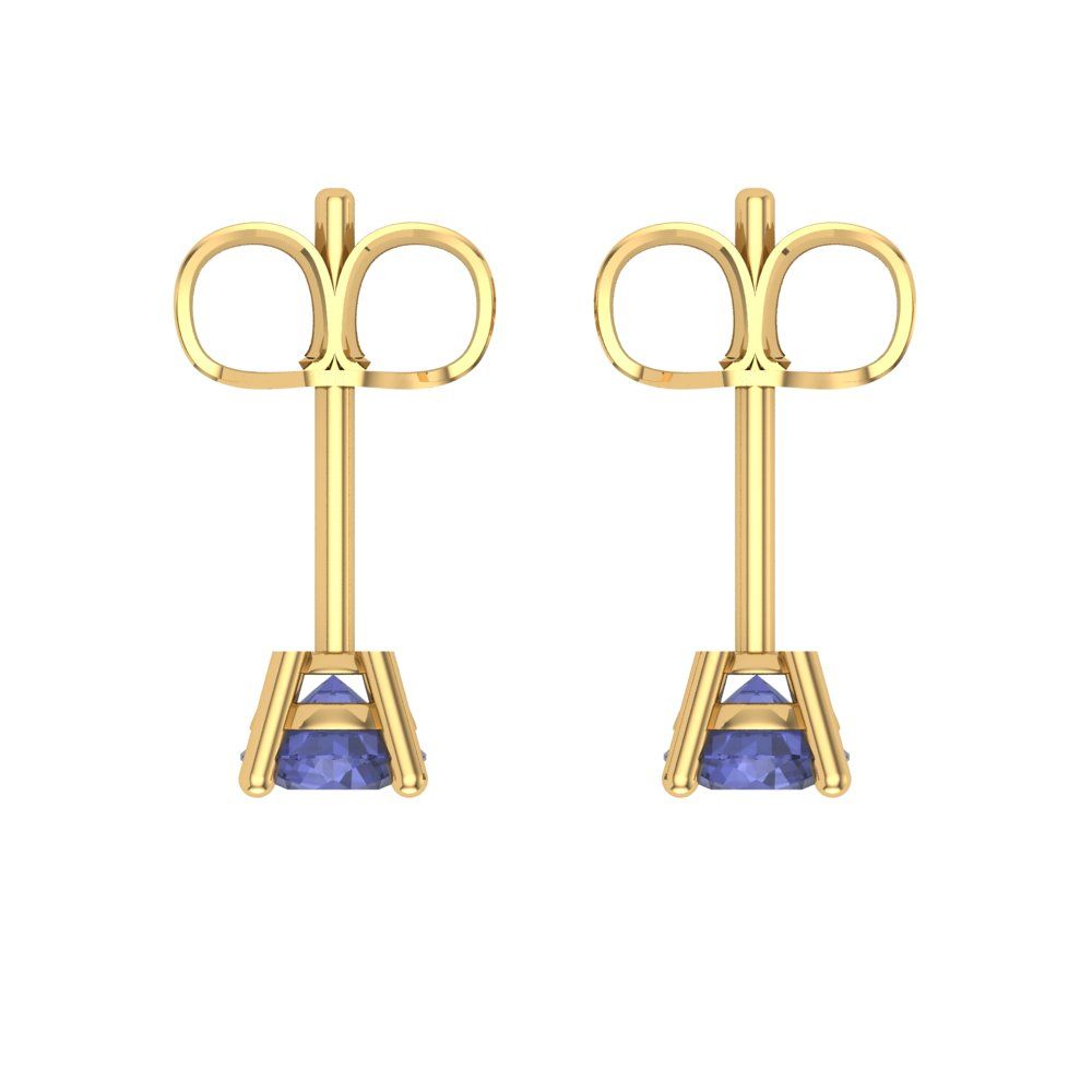 0.2 ctw Tanzanite Studs Earrings | 3.0mm Round Cut White Gold Push back | December Birthstone