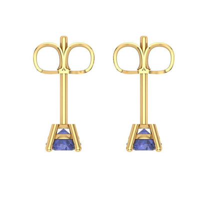 0.2 ctw Tanzanite Studs Earrings | 3.0mm Round Cut White Gold Push back | December Birthstone