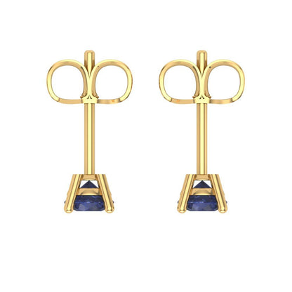0.2cttw Round Cut Simulated Blue Sapphire Gold-Plated 925 Silver Push Back Stud Earrings