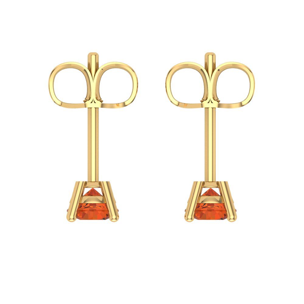 0.2cttw Round Cut Simulated Red Diamond Gold-Plated 925 Silver Push Back Stud Earrings