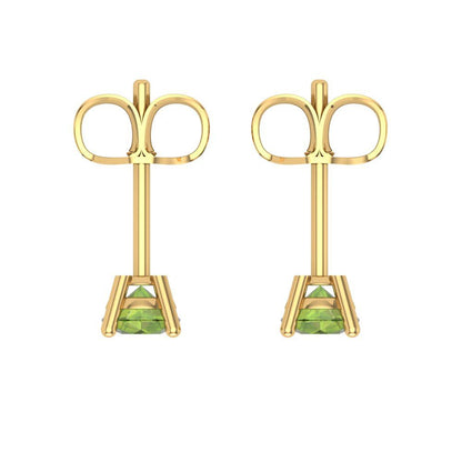 0.2cttw Round Cut Natural Peridot Gold-Plated 925 Silver Push Back Stud Earrings