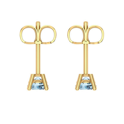 0.2 ctw Blue Zirconia Studs Earrings | 3.0mm Round Cut White Gold Push back | April Birthstone